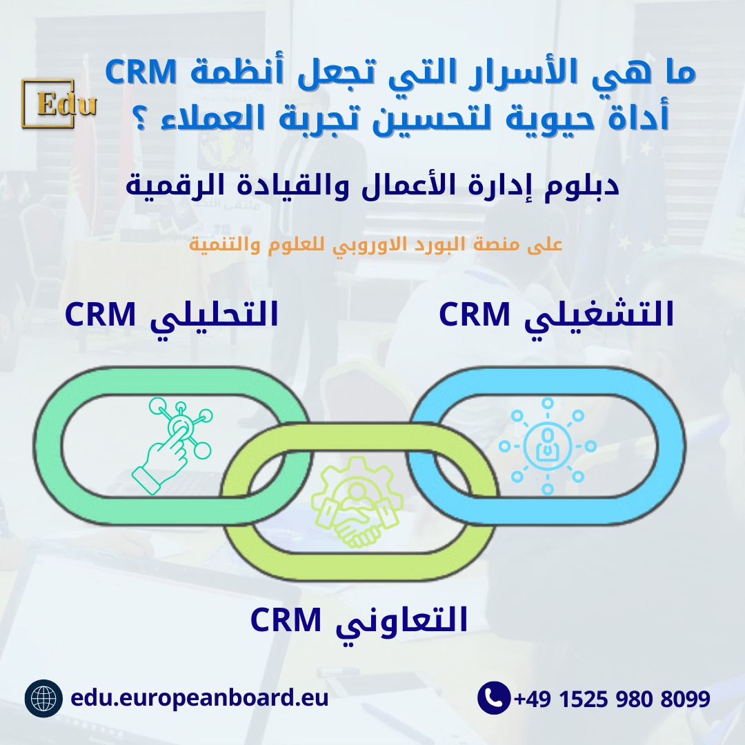 إدارة علاقات العملاء (CRM) هي أحد الأساسيات التي تعزز النجاح المستدام للشركات في بيئة الأعمال الرقمية، وذلك من خلال فهم احتياجات العملاء وتقديم تجارب مخصصة تزيد من ولائهم. يعزز دبلوم إدارة الأعمال والقيادة الرقمية من فهم استراتيجيات CRM وأدواتها لتحسين تفاعل الشركات مع عملائها وزيادة فرص النمو والتطور في السوق