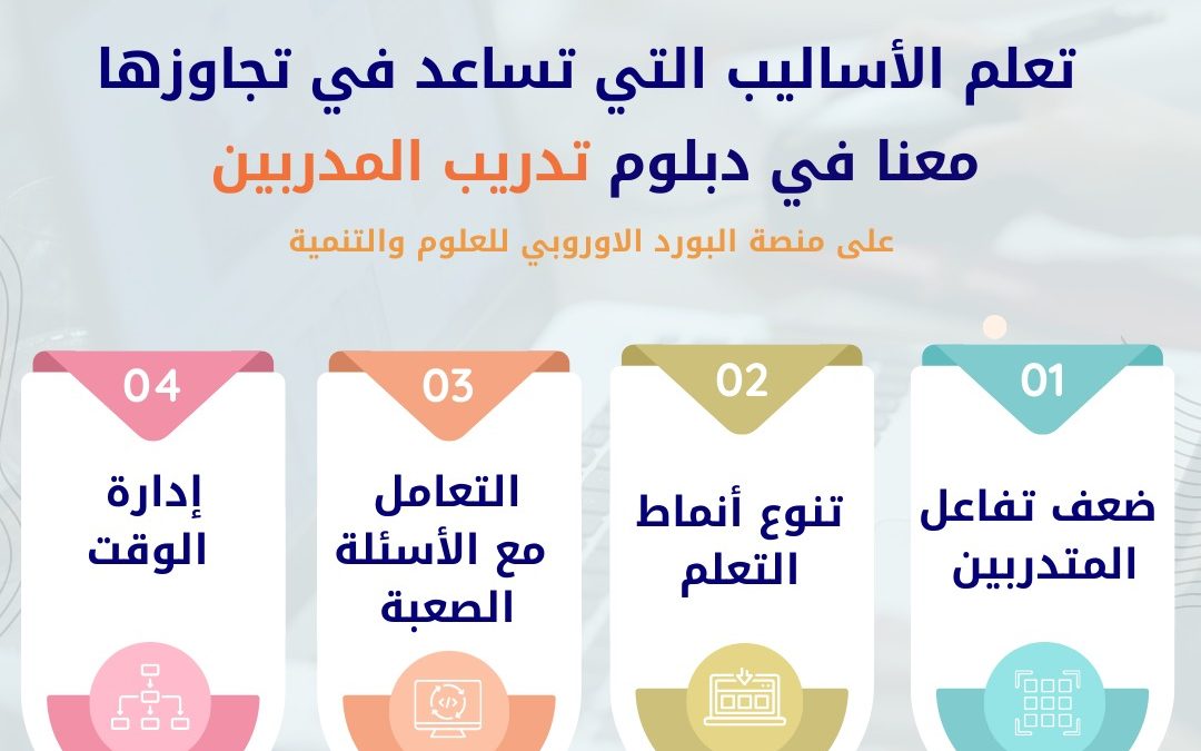 تعرف على دبلوم تدريب المدربين المعتمدين (TOT) وأهميته في تطوير المدربين المحترفين. يهدف البرنامج إلى تعزيز مهارات التدريب، التواصل، واستخدام الأدوات الحديثة لضمان تحقيق أقصى استفادة للمتدربين.